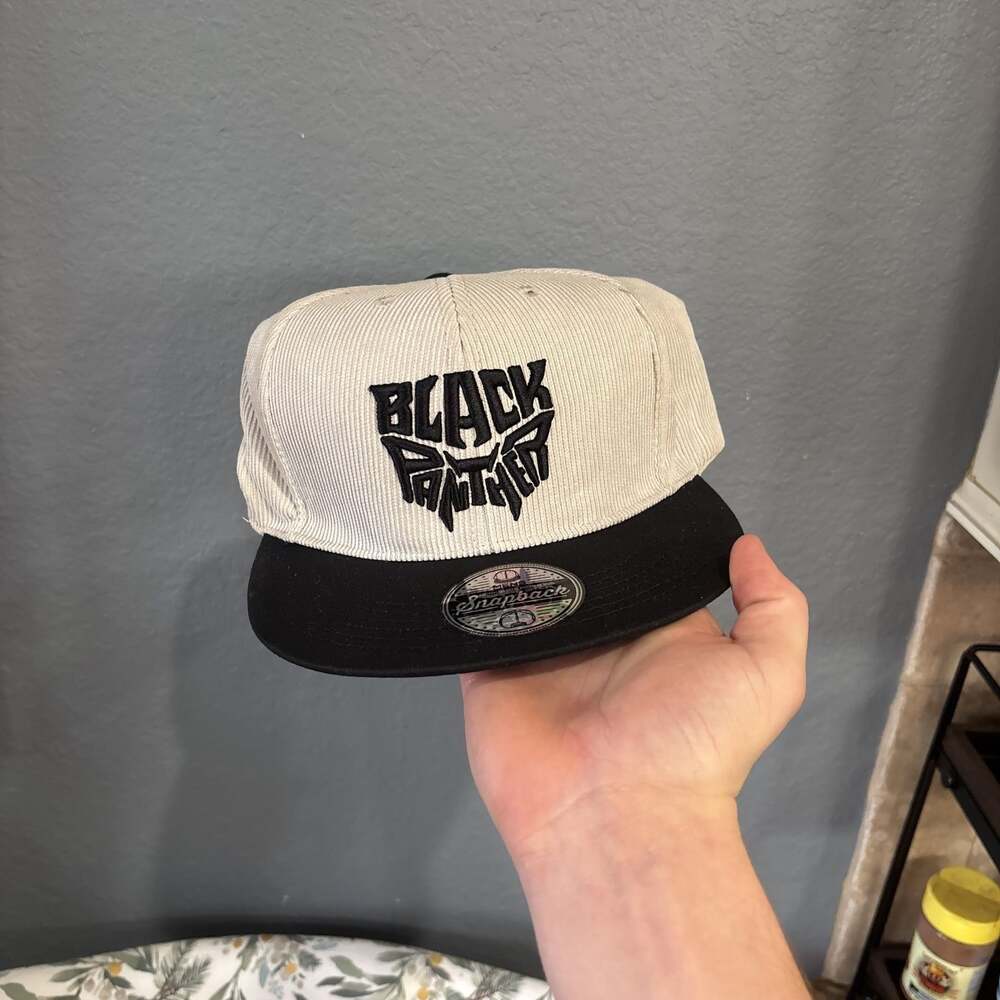 Marvel Black Panther Corduroy Snapback Ball Cap Black Grey New, NWT